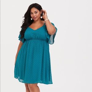 Cold Shoulder Chiffon Skater Dress